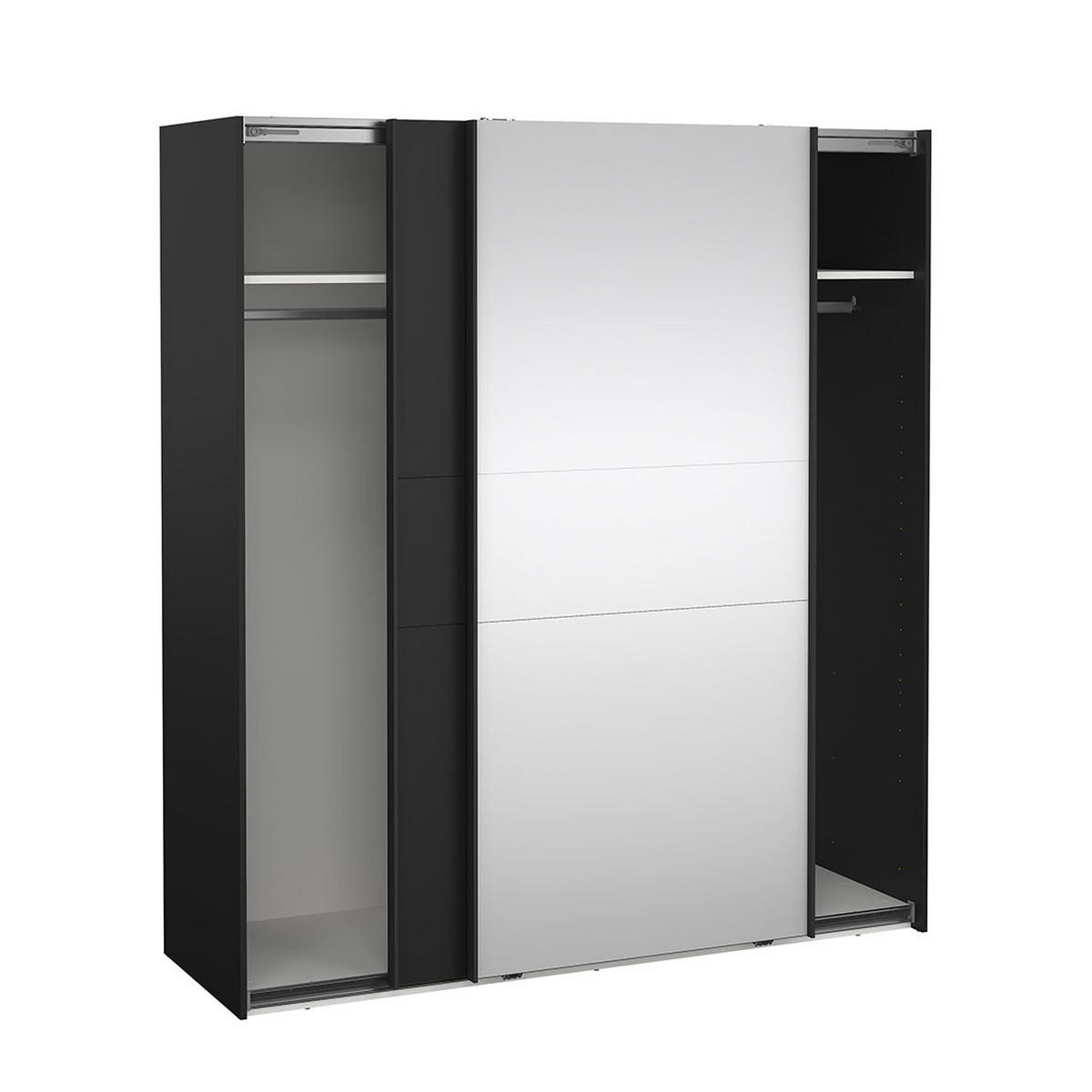 SCHIEBETÜRENSCHRANK, Como, Schwarz, Holzwerkstoff, 179 x 67 x 201 cm - Schwarz, Holzwerkstoff (179/201/67cm) - ebuy24
