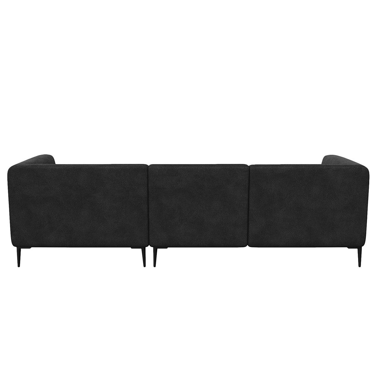 2,5-SITZER ECKSOFA mit Longchair - Anthrazit/Schwarz, Textil/Metall (271/148cm) - home24