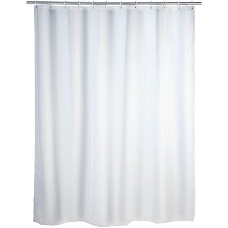 DUSCHVORHANG Weiß Polyester schimmelresistent antibakteriell beschwerte Basis maschinenwaschbar mit Schlaufen - Weiß, Textil (180/180cm) - MCBOSON