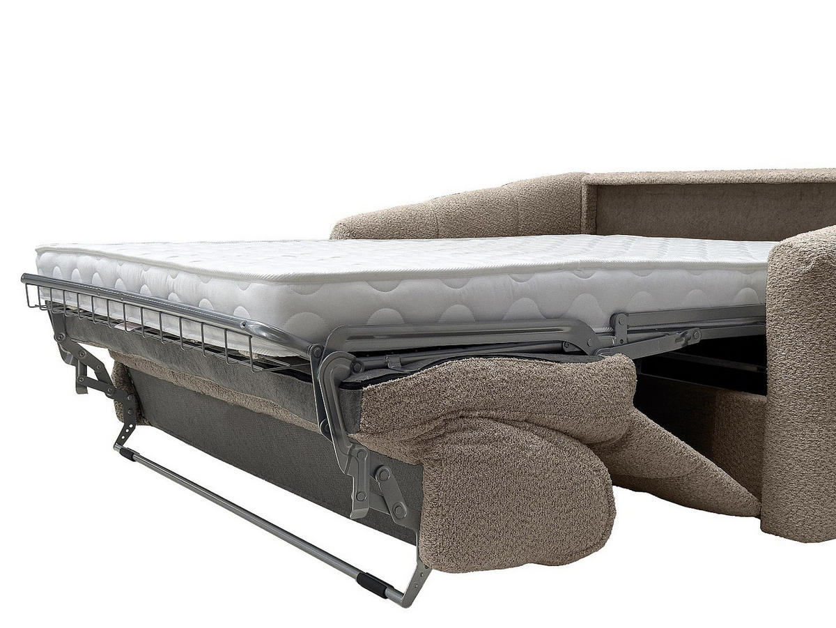 SCHLAFSOFA - 3 Personen-Sitzer - Stoff - Taupe - - Braun, Textil (200/90/208cm) - Vente-Unique