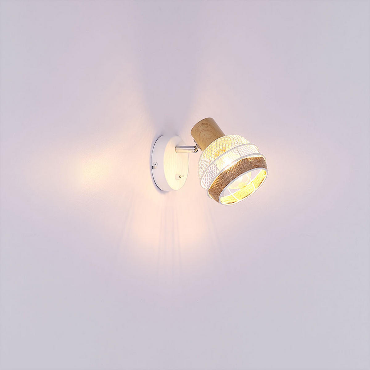 WANDLEUCHTE Holzoptik Weiß - Weiß, Holz (12.2/15/15.6cm) - Globo Lighting