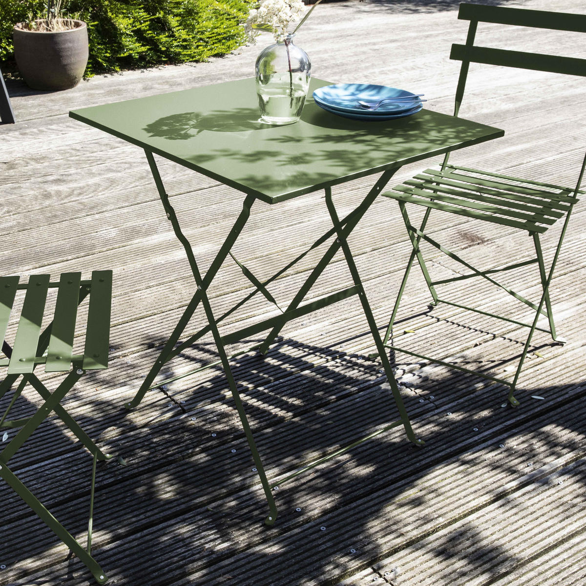 GARTENTISCH , klappbar, Kaktusgrünen - Dunkelgrün, Metall (60/60/71cm) - Oviala