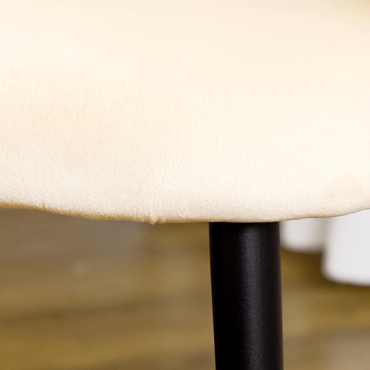 2ER-SET Esszimmerstühle Küchenstuhl Polsterstuhl mit Rückenlehne, Samtoptik - Creme, Kunststoff (54/79/52cm) - HOMCOM