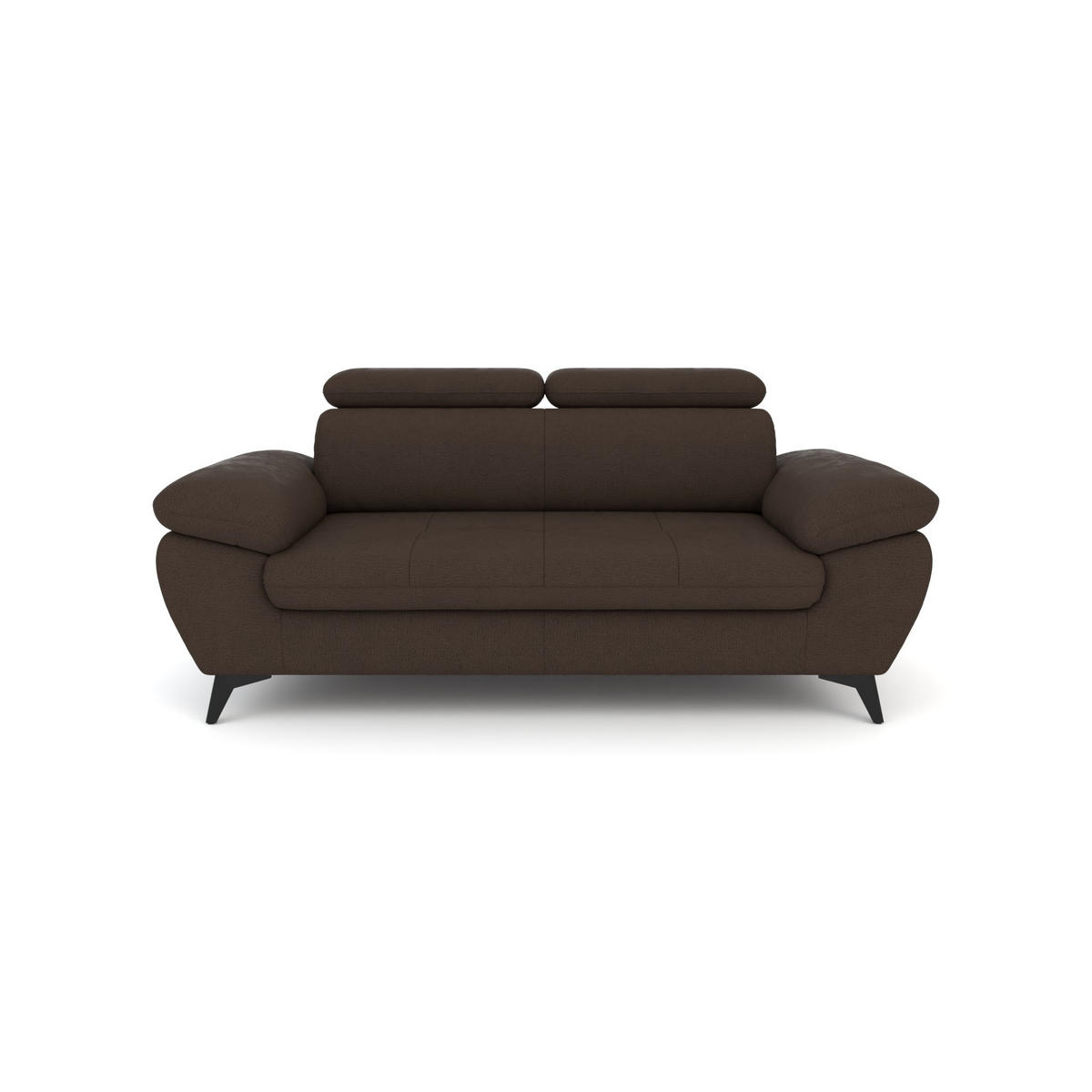 2,5-SITZER Karlstad Flachgewebe Braun verstell. Kopfstützen B 194 cm - Dunkelbraun, Kunststoff/Textil (194/84/100cm) - foamnova