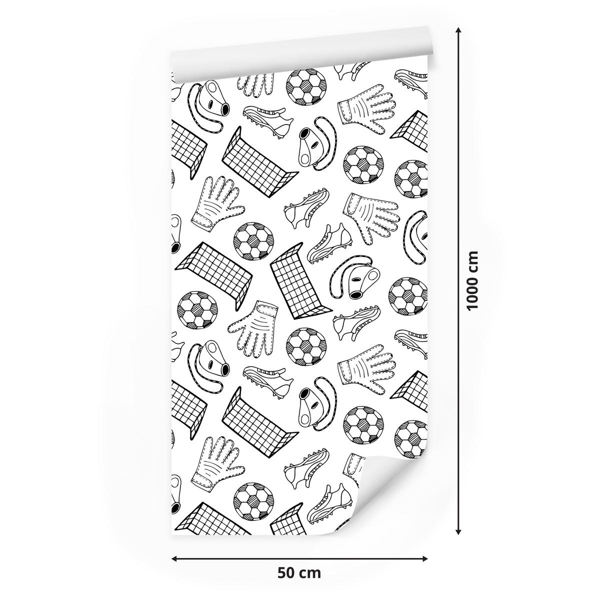 VLIESTAPETE Fußball und Sportzubehör – Schwarz, Weiß – 50x1000 cm - Schwarz/Weiß, Papier (50/1000cm) - Muralo