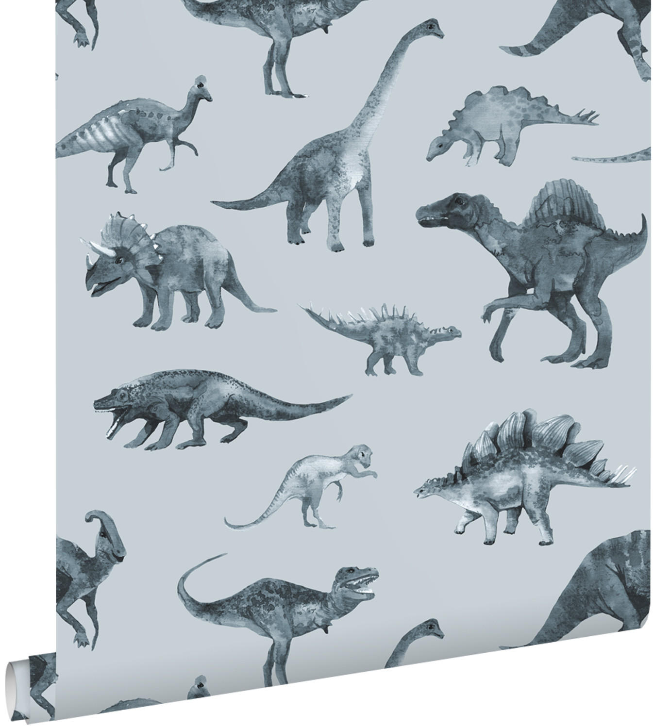 TAPETE Dinosaurier 50 x 900 cm - Blau, Papier (50/0.1cm) - ESTAhome