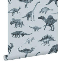 TAPETE Dinosaurier 50 x 900 cm - Blau, Papier (50/0.1cm) - ESTAhome