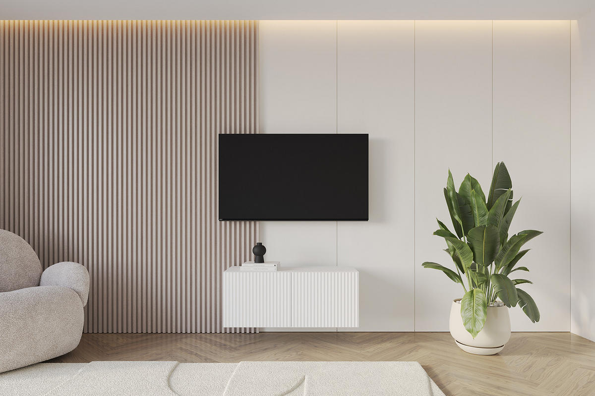 LOWBOARD NOA-2-W 100x40x41 cm - Weiß - Weiß, Holzwerkstoff (100/40/41cm) - ALTDECOR