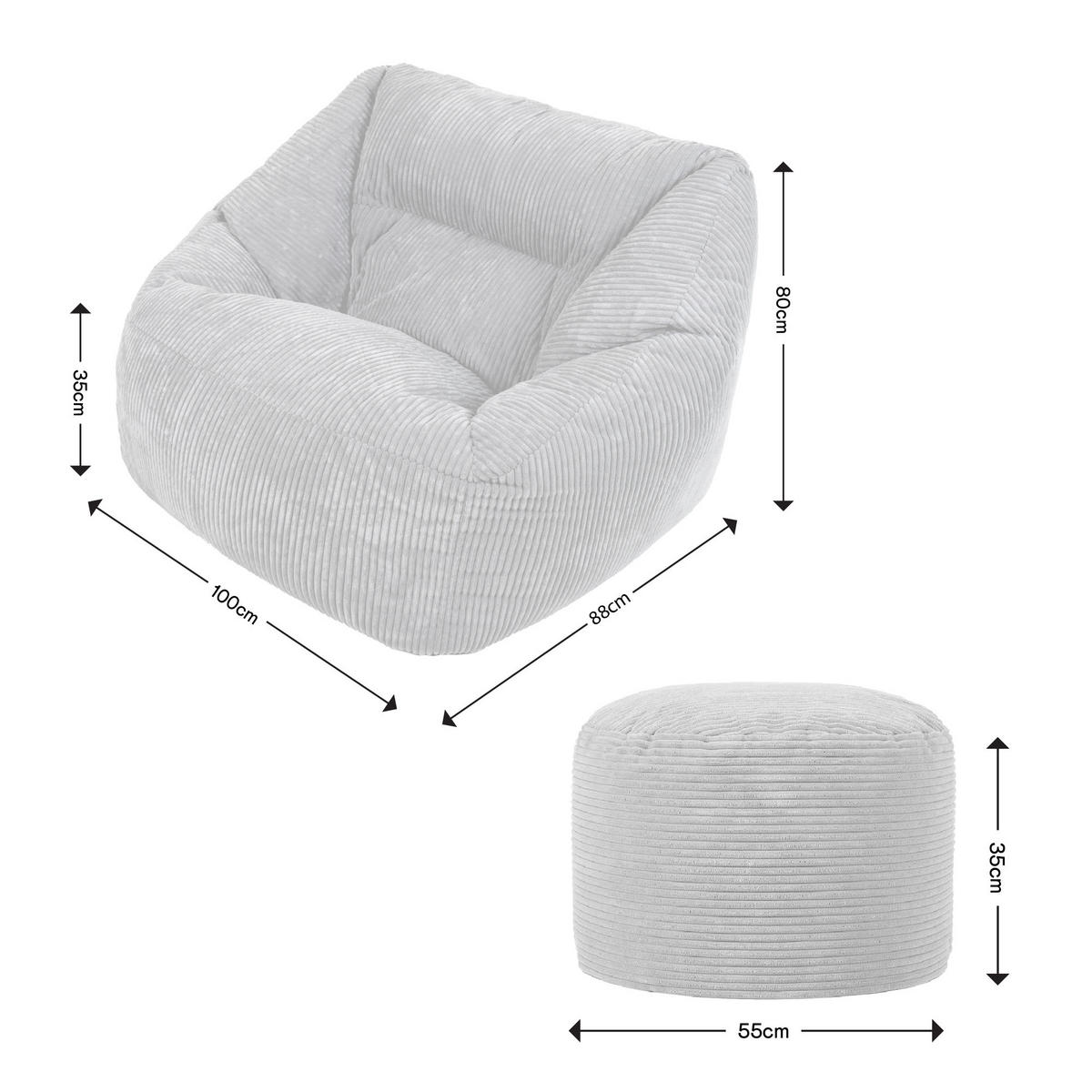 SITZSACK Sessel Natalia + Sitzpouf - Hellgrau, Textil (100/80/88cm) - icon