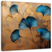 LEINWANDBILD Gold Ginko Blumen Botanik Art-Deco Natur 50x50cm - Beige, Textil (50/50cm) - Feeby