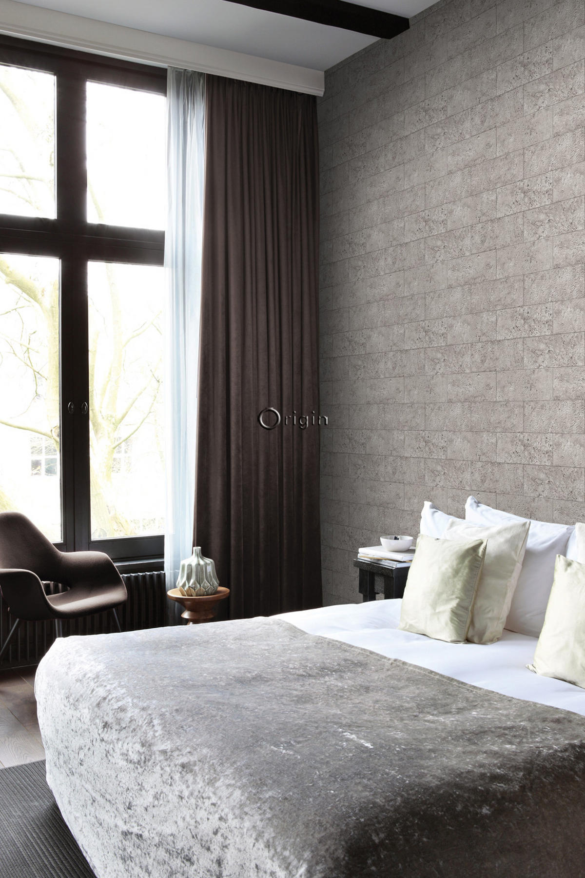 TAPETE Stein-Optik 53 cm x 10.05 m - Grau, Papier (53/1000cm) - Origin Wallcoverings