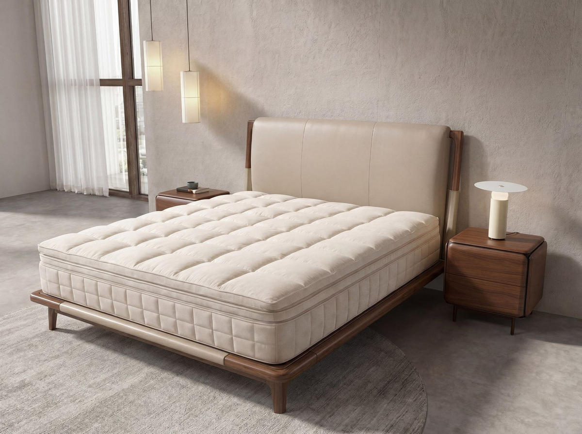 HYBRIDMATRATZE aus Naturlatex mit Cooltex Taschen-Minifedern 180x200 180/200/31 cm - Beige, Naturmaterialen/Textil (180/200cm) - ANGEL CERDA