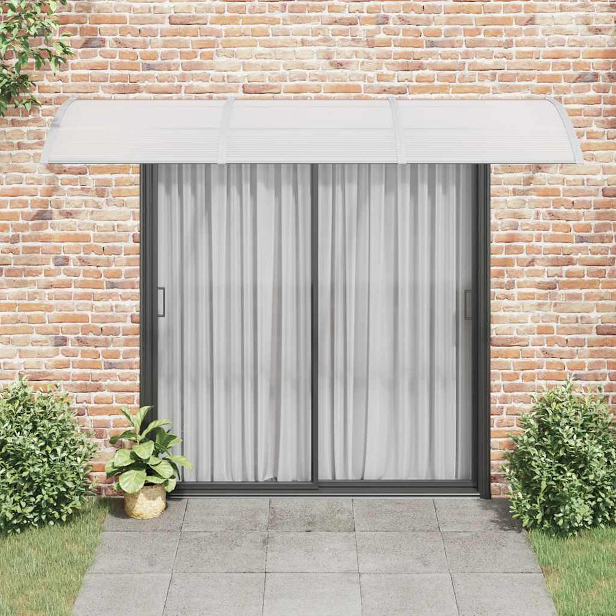 TÜRVORDACH Grau 300x75 cm Polycarbonat - Grau, Textil (300/23/75cm) - furnicato