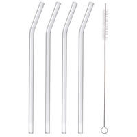 TRINKHALME Glas-Set mit Bürste 5-teilig Transparent - Schwarz, Glas (0.5/20cm) - Orion 