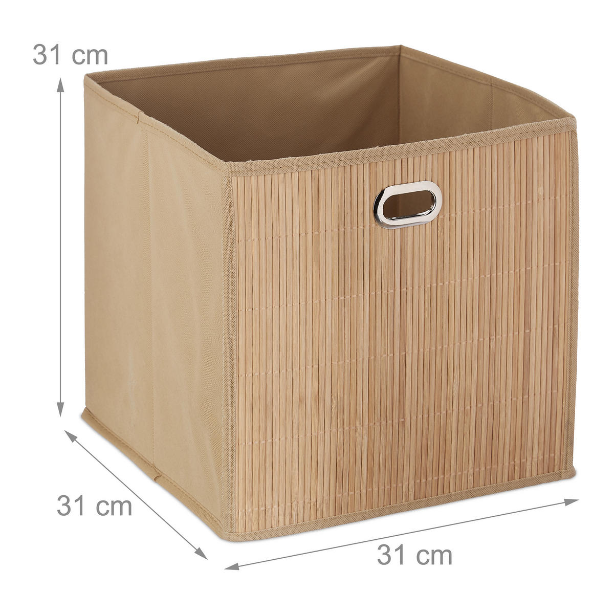 AUFBEWAHRUNGSKORB - Beige, Holz/Wellpappe (31/31/31cm) - Relaxdays