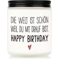 DUFTKERZE Happy Birthday Sojawachs 35 Stunden Brenndauer - Weiß, Paraffin (9cm)