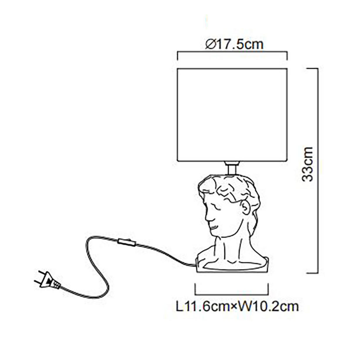TISCHLEUCHTE HERMES Textil Weiß - Weiß, Textil (17.5/17.5/33cm) - Globo Lighting