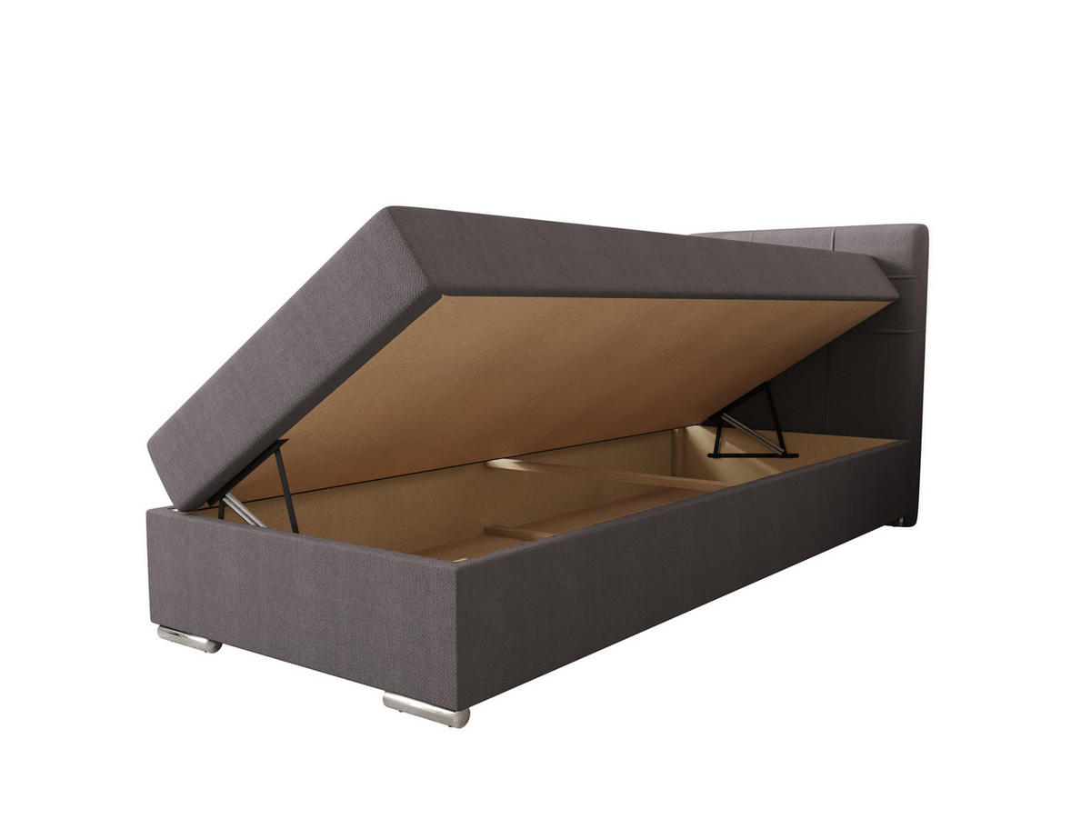 BOXBETT ZILANO 1 mit Matratze H3 und Topper 90x200 Cosmic 160 - Hellgrau, Holz/Textil (90/200cm) - Bedante