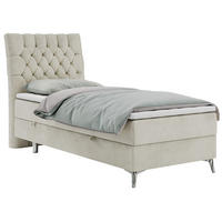 BOXBETT MILEN 90/200 Beige Velvet - H3 - Links Seite - Beige, Holz/Textil (90/200cm) - MKS