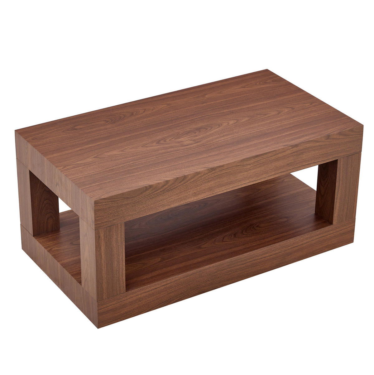 COUCHTISCH aus MDF in Walnuss 93x53x46 cm mit offenem Ablageregal - Walnussfarben, Holzwerkstoff (93/53/46cm) - Modfu