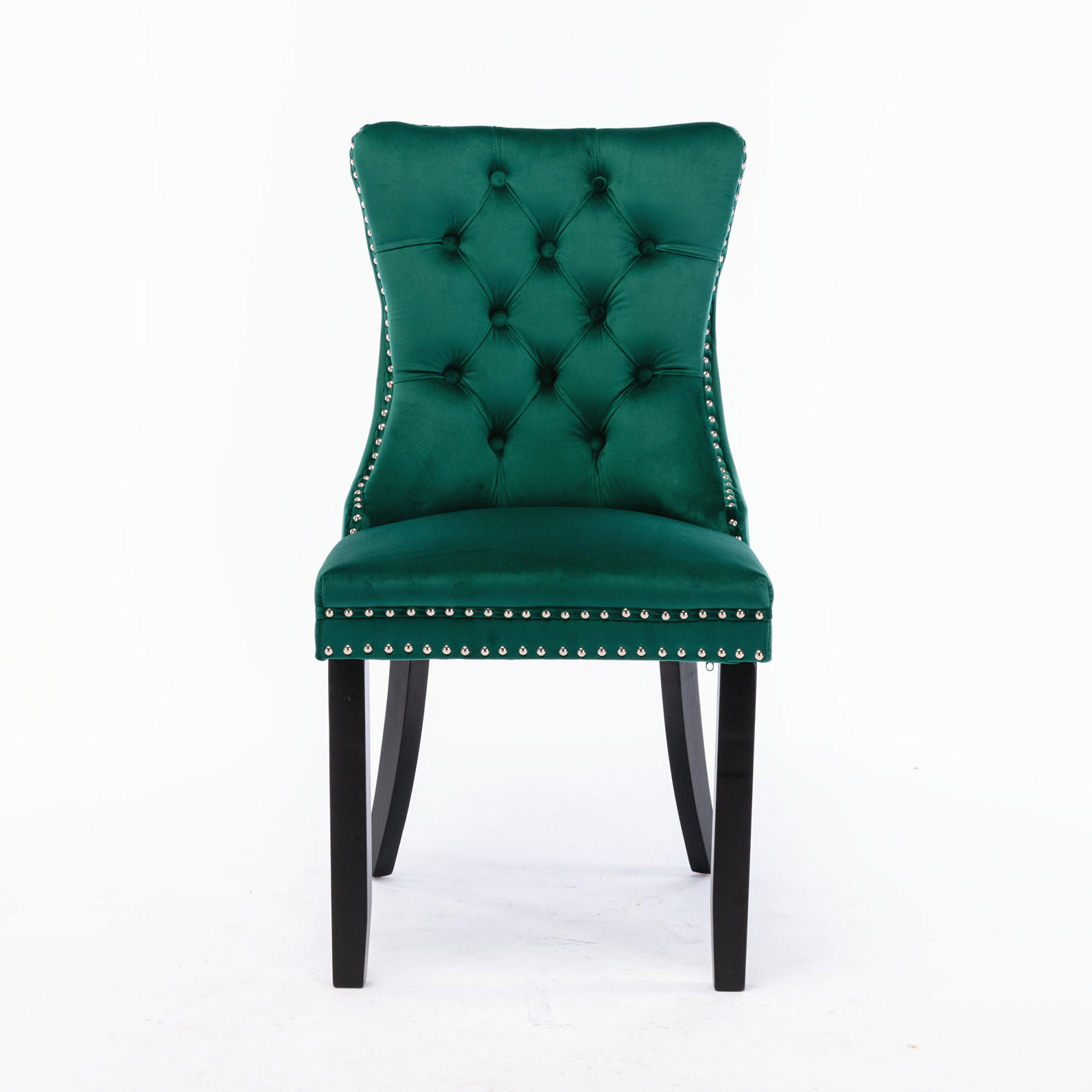 STUHL 2er-Set mit hoher Rückenlehne Samt Green - Grün, Metall (50/95/65cm) - Meubliv