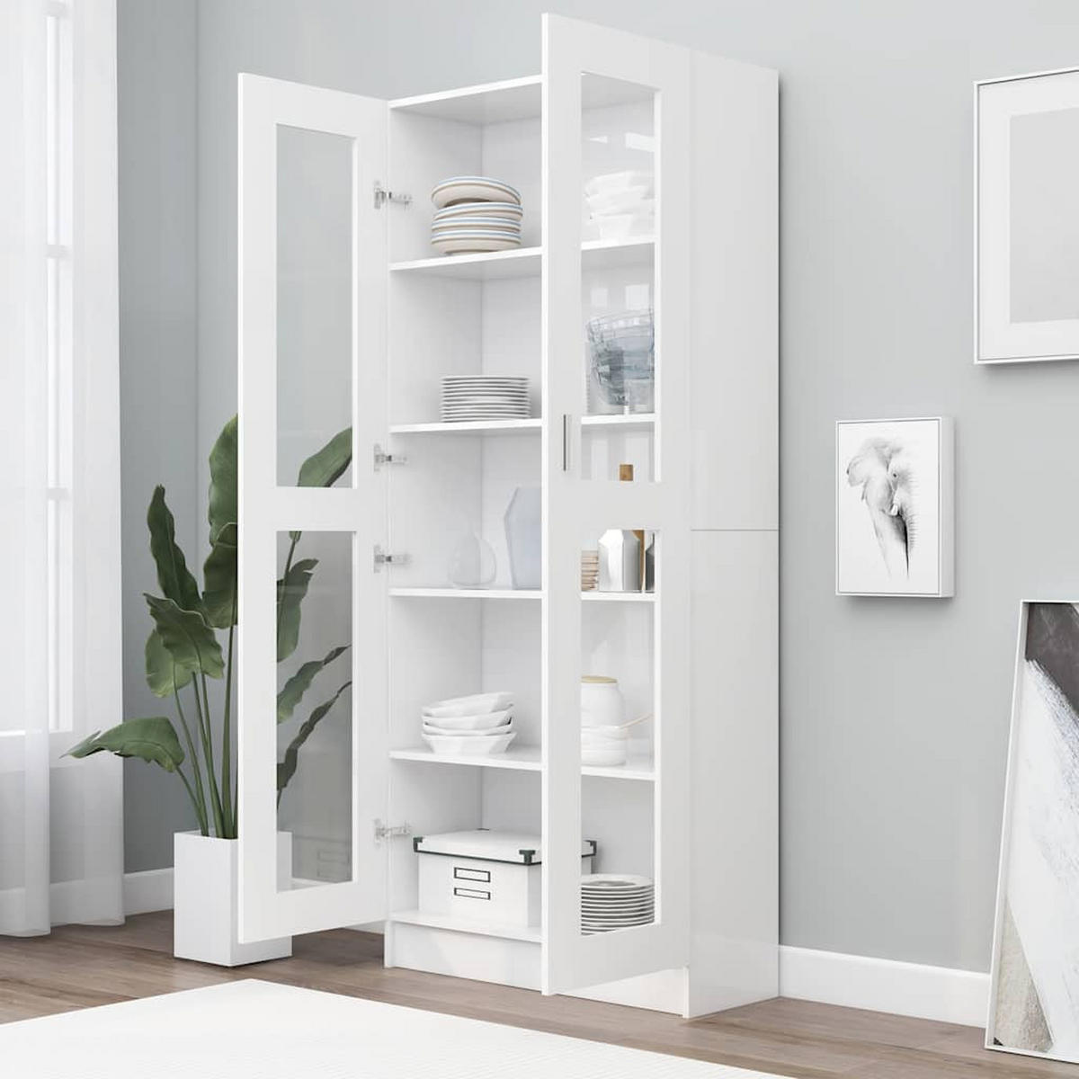 VITRINENSCHRANK Weiss 82,5/30,5/185 Cm Holzwerkstoff - Weiß, Holzwerkstoff (30.5/185/82.5cm) - vidaXL