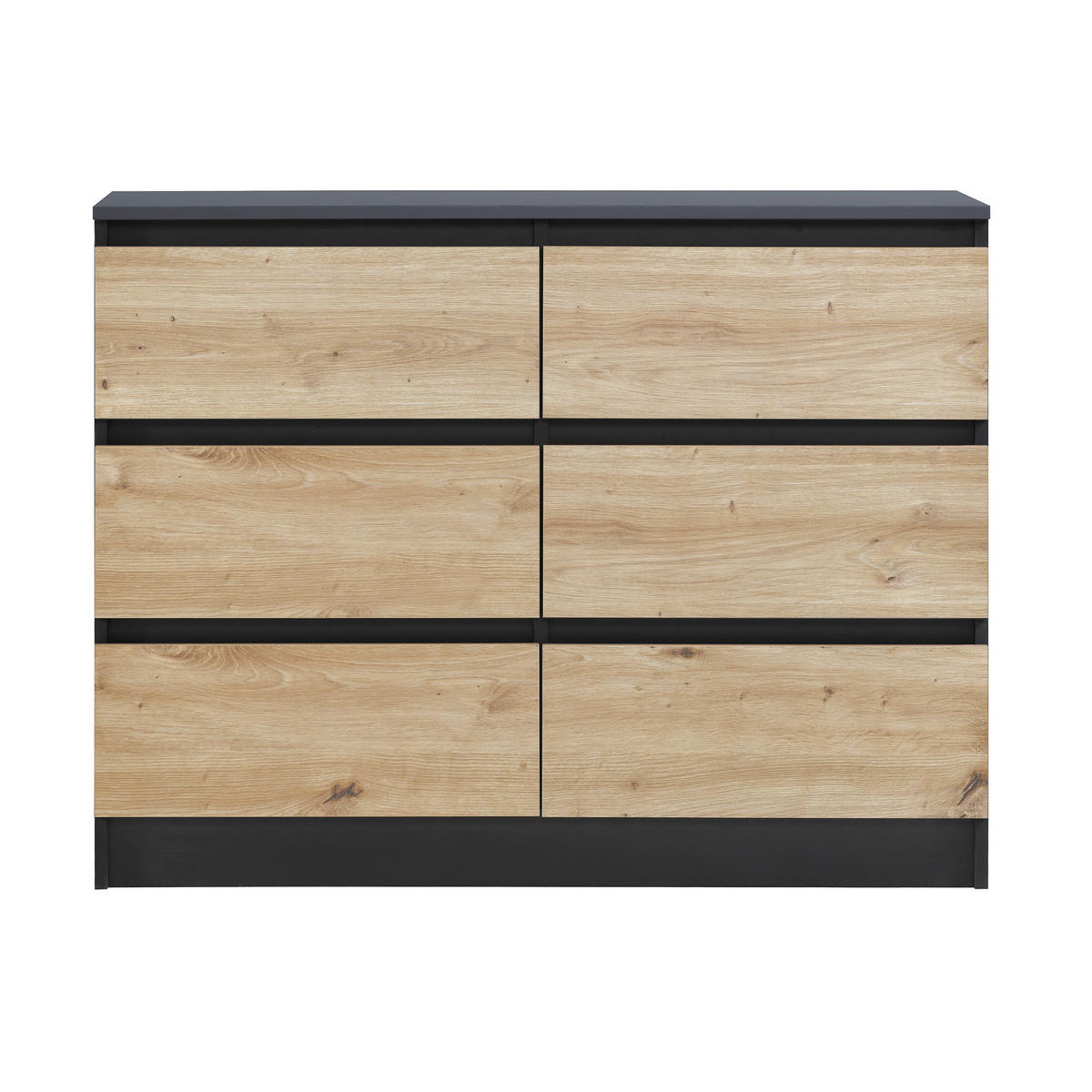 KOMMODE mit 6 Schubladen 100cm breit in anthrazit artisan-eiche - Anthrazit/Eiche Artisan, Holz (100/77.5/31cm) - Home Collective