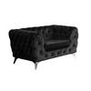 CHESTERFIELD-SESSEL NARLA Schwarz Velvet - Silberfarben/Schwarz, Textil/Metall (120/71/87cm) - KAWOLA
