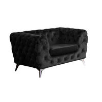 CHESTERFIELD-SESSEL NARLA Schwarz Velvet - Silberfarben/Schwarz, Textil/Metall (120/71/87cm) - KAWOLA
