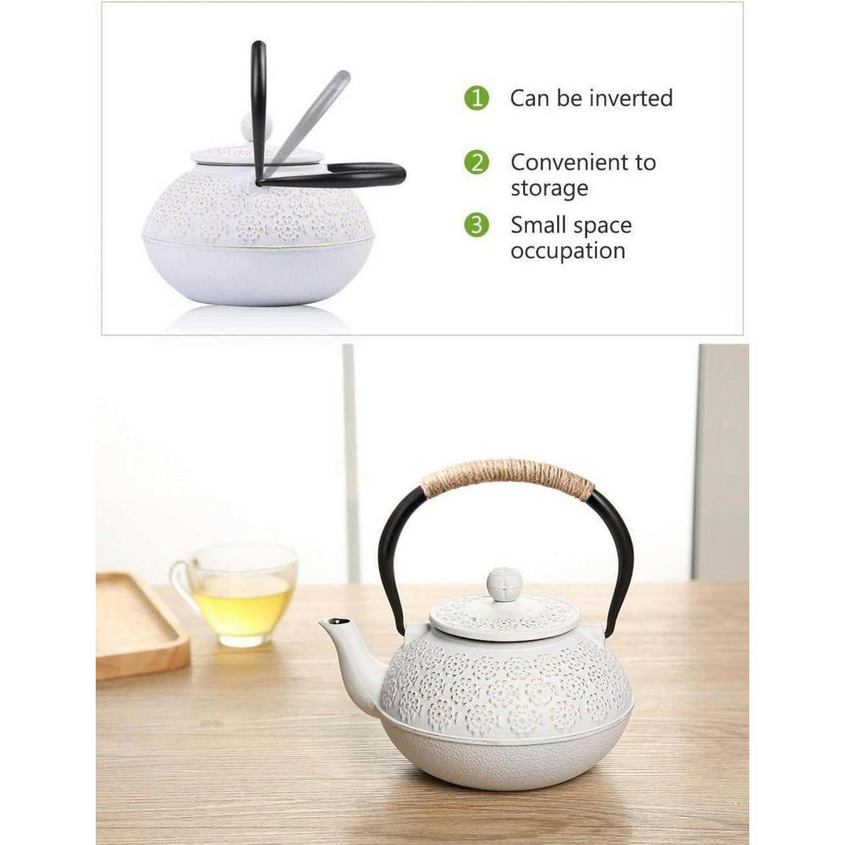 TEEKANNE Gusseisen 800 ml Sakura Weiß - Weiß, Metall (17/17.5cm)