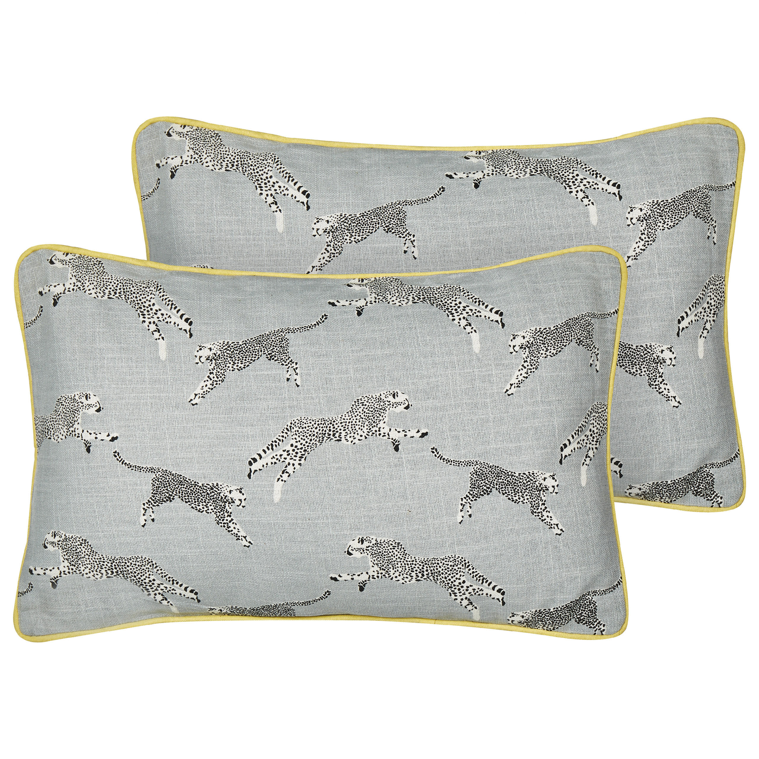 DEKOKISSEN 2er-Set Grau 30/50 cm Arales - Gelb/Schwarz, Textil (30/50cm) - Beliani