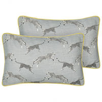 DEKOKISSEN 2er-Set Grau 30/50 cm Arales - Gelb/Schwarz, Textil (30/50cm) - Beliani