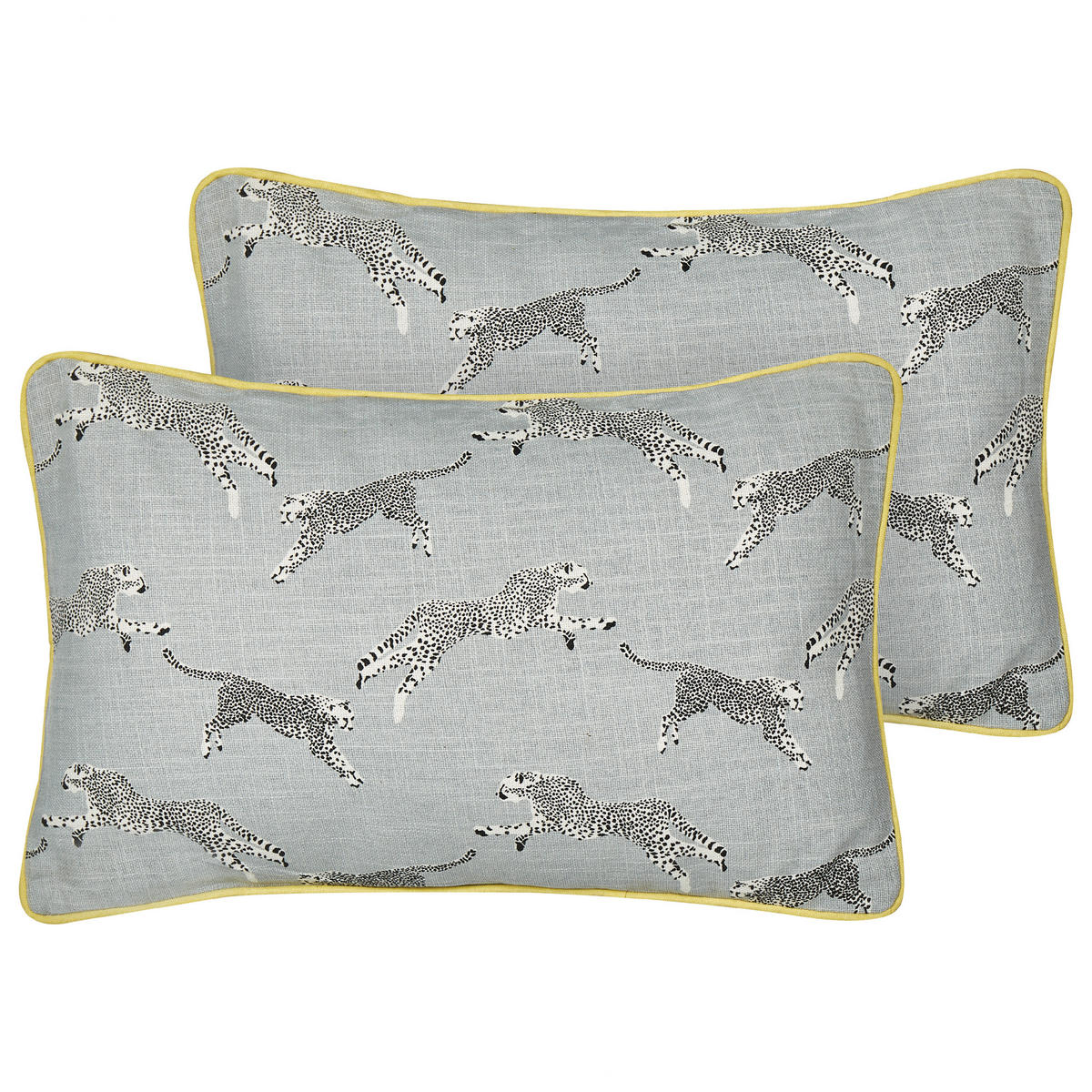 DEKOKISSEN 2er-Set Grau 30/50 cm Arales - Gelb/Schwarz, Textil (30/50cm) - Beliani