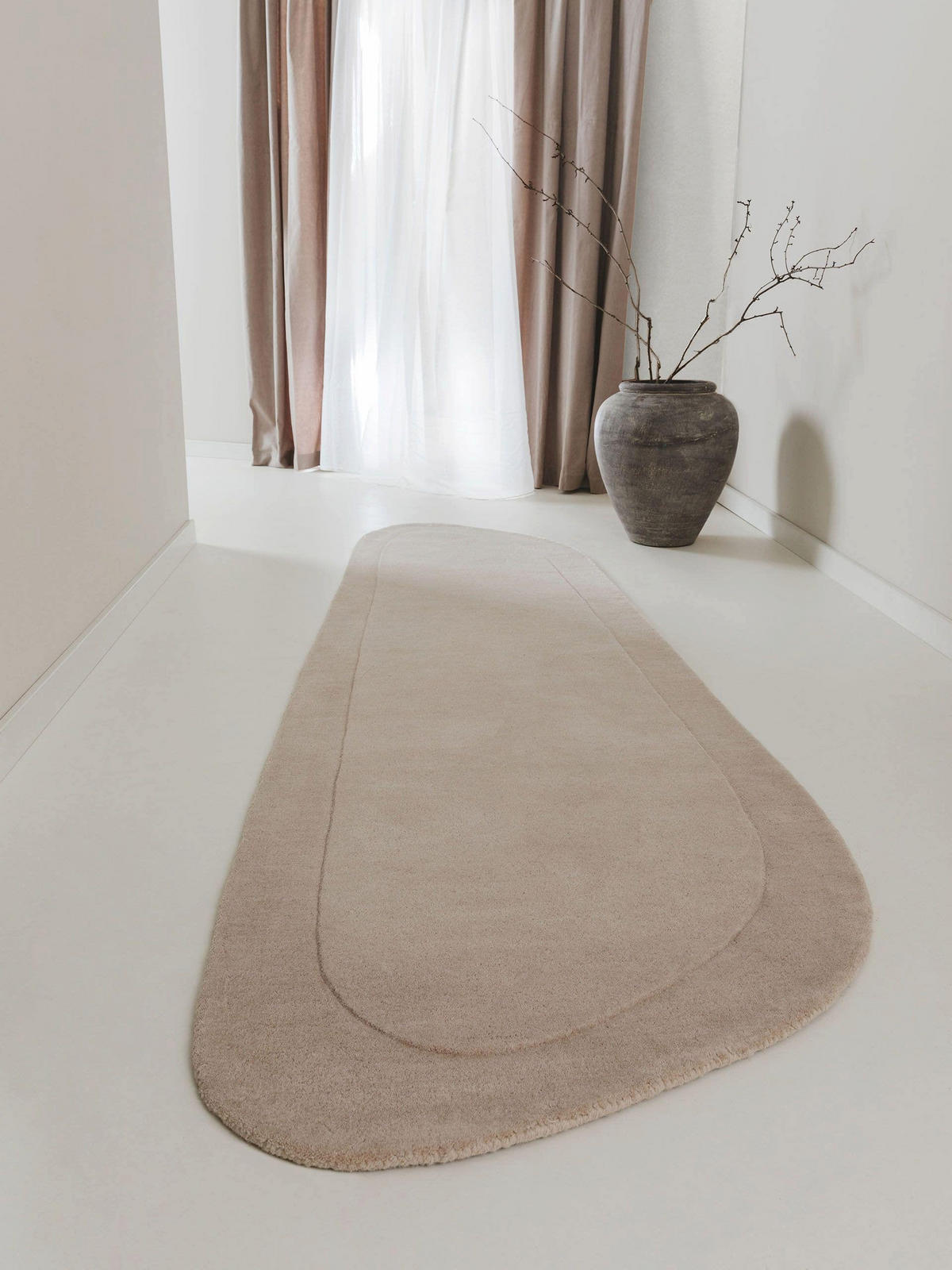 WOLLTEPPICH Shape Cream 80x250 cm - Creme, Textil (80/250cm) - benuta Pure