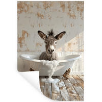 WANDTATTOO Esel - Tiere - Badewanne - Schaumstoff 40x60 cm - Weiß, Kunststoff (40/60/0.1cm) - MuchoWow