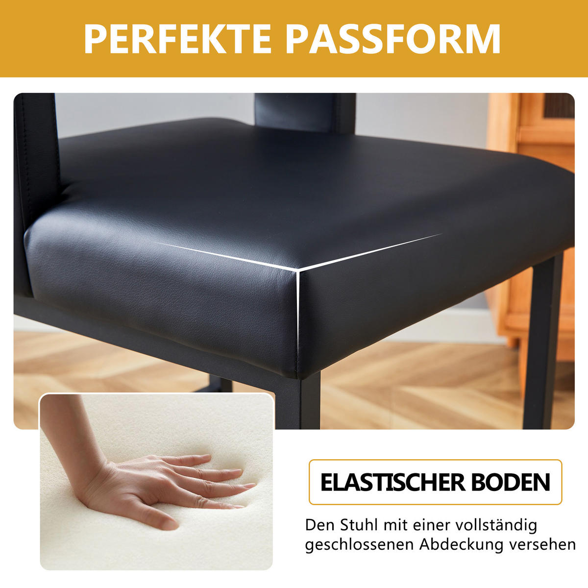 BARHOCKER 2er-Set Schwarz mit PU-Leder und Metallbeinen - Schwarz, Metall (48/91.4/53.3cm) - PANGIVO