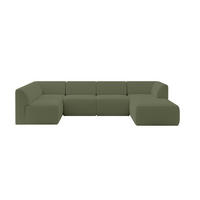 WOHNLANDSCHAFT Ottomane Rechts MOVO-L 345x180x78 cm Grün Bouclé - Schwarz/Grün, Holzwerkstoff/Kunststoff (345/78/180cm) - ALTDECOR