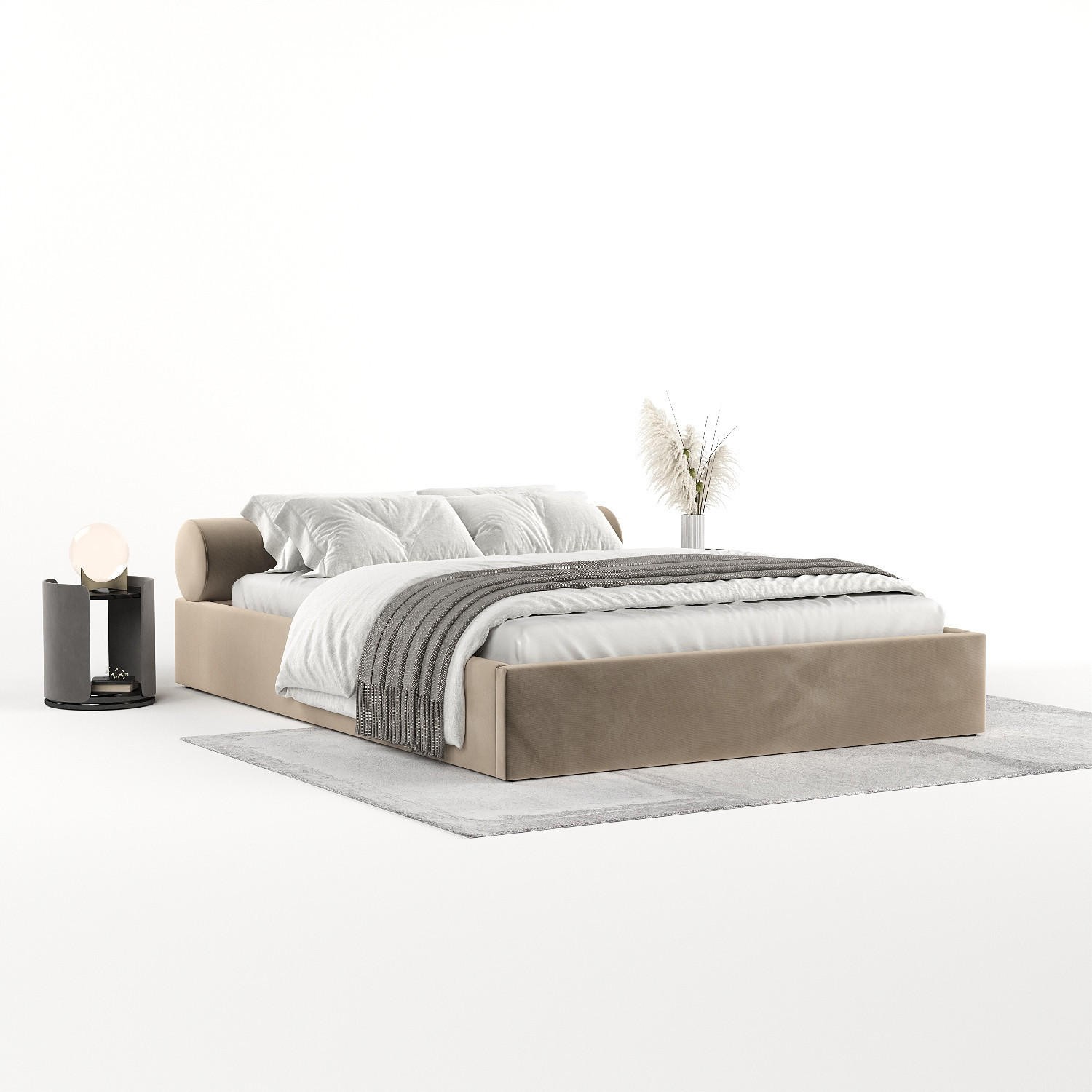 POLSTERBETT Solvo mit Stauraum 160/200 cm Taupe im Paros Stoff - Taupe/Schwarz, Holz/Holzwerkstoff (160/200cm) - AltaBeds