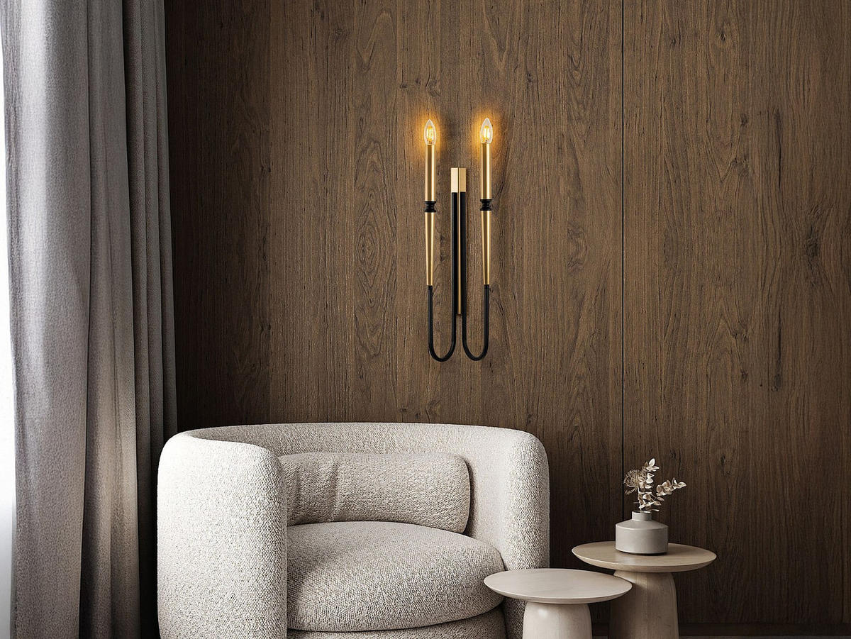WANDLAMPE - 18 cm x 12 cm - metall - schwarz, goldfarben Ovyla - Goldfarben/Schwarz, Metall (18/58/12cm) - Vente-Unique