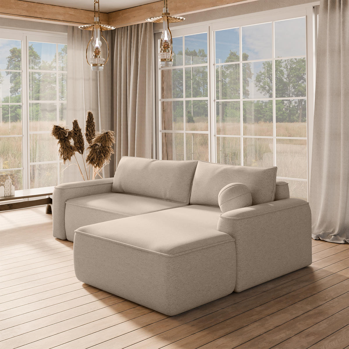 ECKSOFA OTATTI mit Schlaffunktion, Beige - Beige, Textil (245/160cm) - Fedve