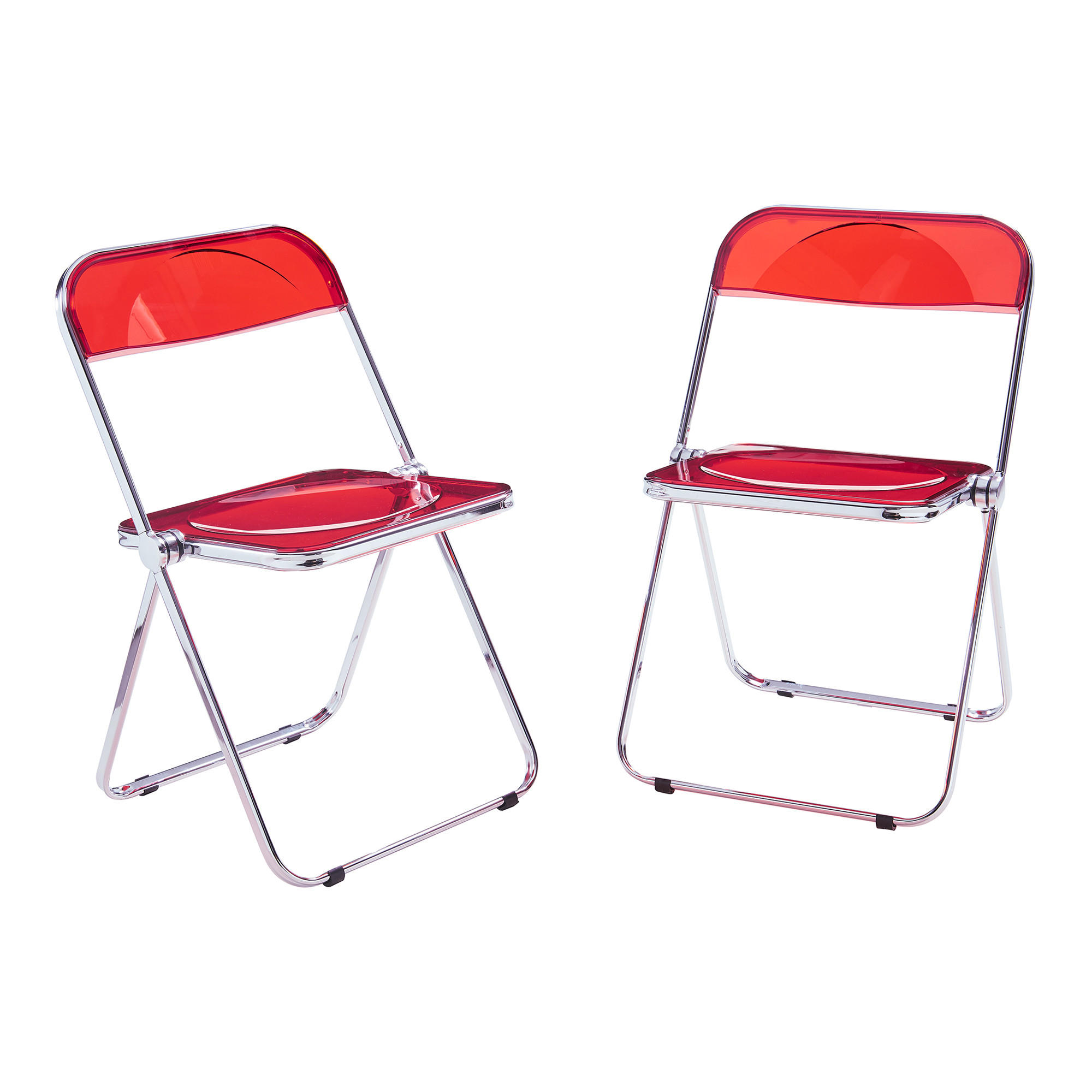 KLAPPSTUHL-SET Pornainen 2 TLG. - Rot, Kunststoff/Metall (46/74/47cm) - [en.casa]