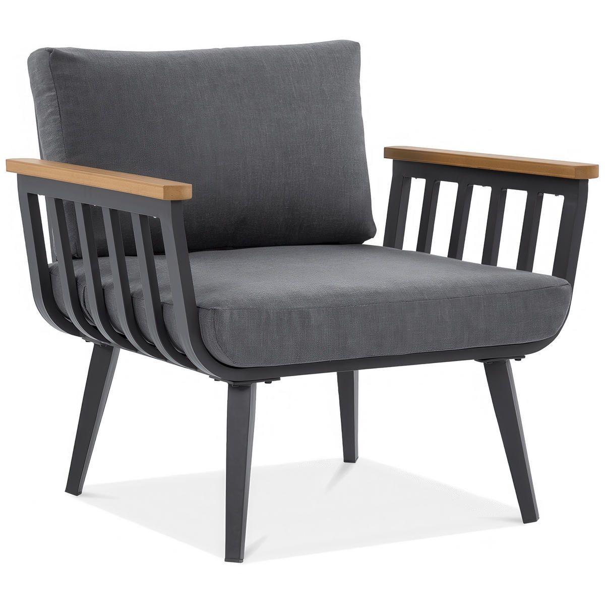 GARTENSET Nova mit Sofas Sessel und Kaffeetisch, für 5 Personen, Metallbeine, Grau - Grau, Metall - Beautysofa
