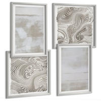 BILDER SET 4er Set - 50x50 cm & 40x60 cm Silberner Rahmen - Abgenutzte Texturen, moderner Stil - Silberfarben, Kunststoff (50/50cm) - TULUP