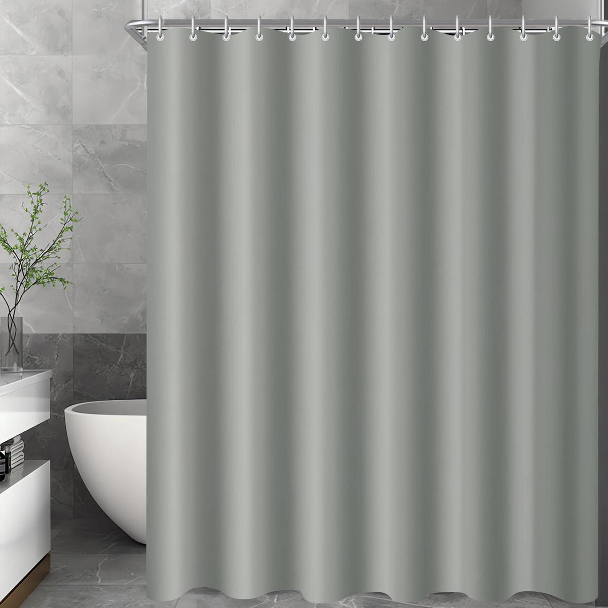 DUSCHVORHANG Grau 240 x 180 cm Textil Wasserabweisend Waschbar - Grau, Textil (240/180cm)