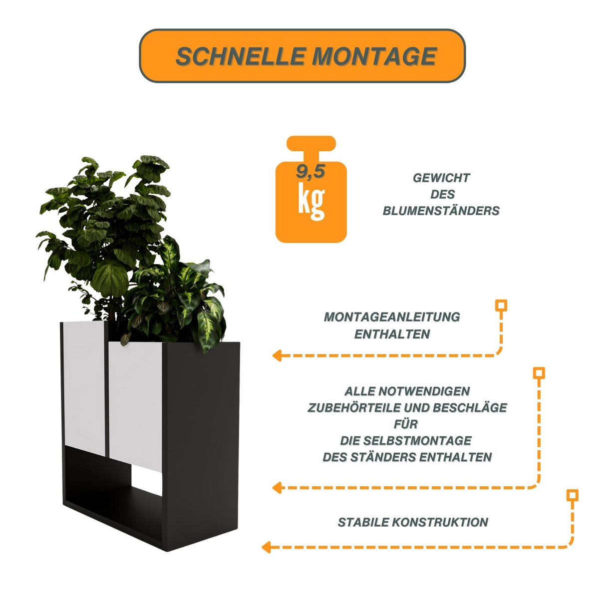 BLUMENKASTEN - Weiß, Holzwerkstoff (23/50/44cm) - RAUMHIRSCH FURNITURE