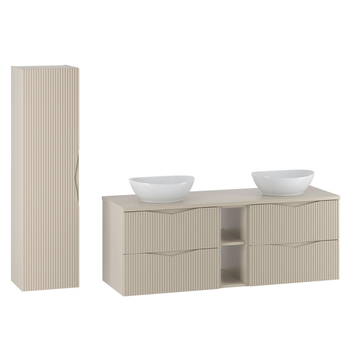 BADMÖBEL Tao 2er-Set Kaschmir - Beige, Holzwerkstoff (140.6/52.2/46.5cm) - Petits-meubles