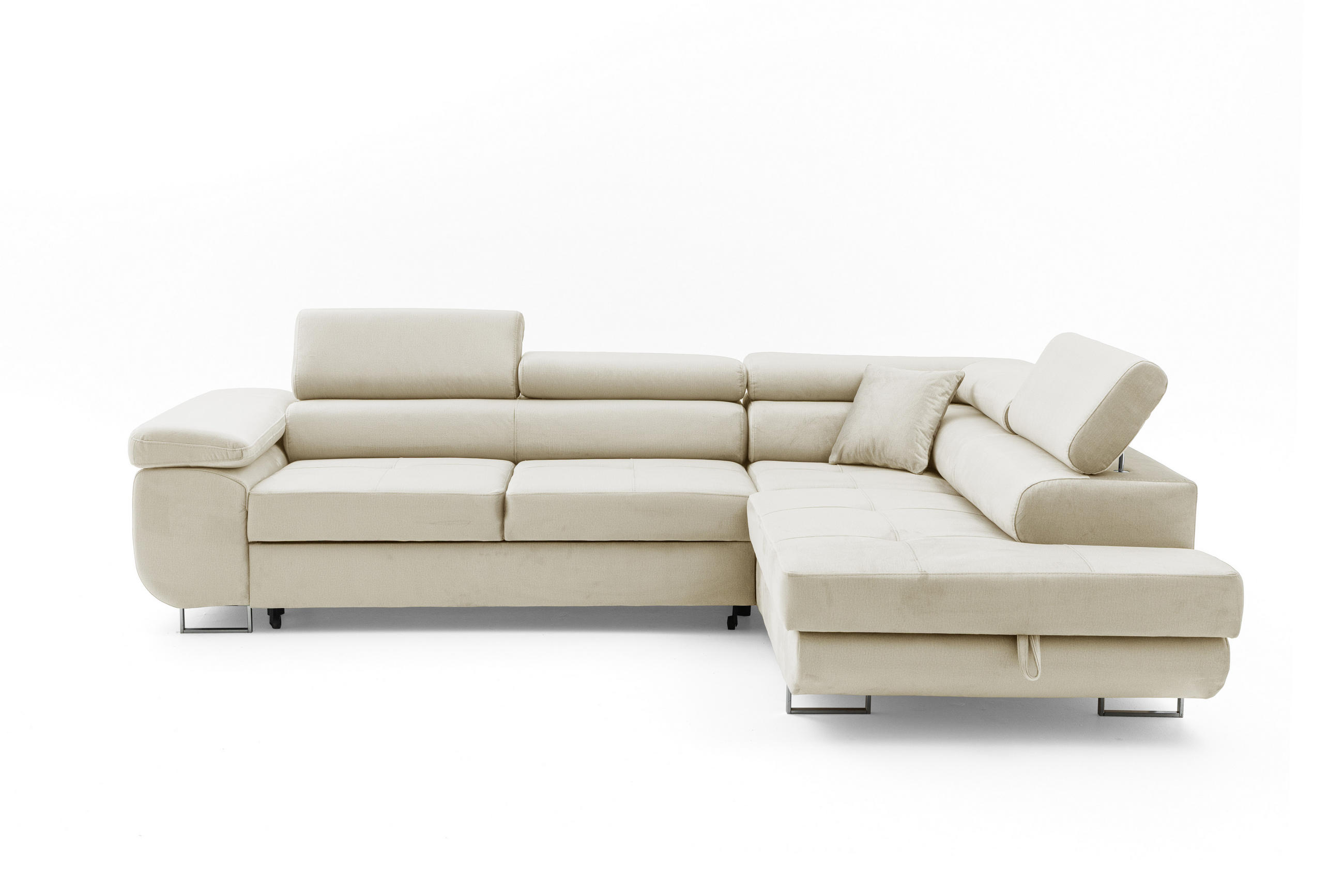 ECKSOFA WILD L Links Beige - Chromfarben/Beige, Holz/Textil (203/274cm) - Muffo