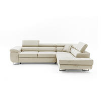 ECKSOFA WILD L Rechts mit Schlaffunktion 127x195 Velours Beige - Chromfarben/Beige, Holz/Textil (274/203cm) - Muffo