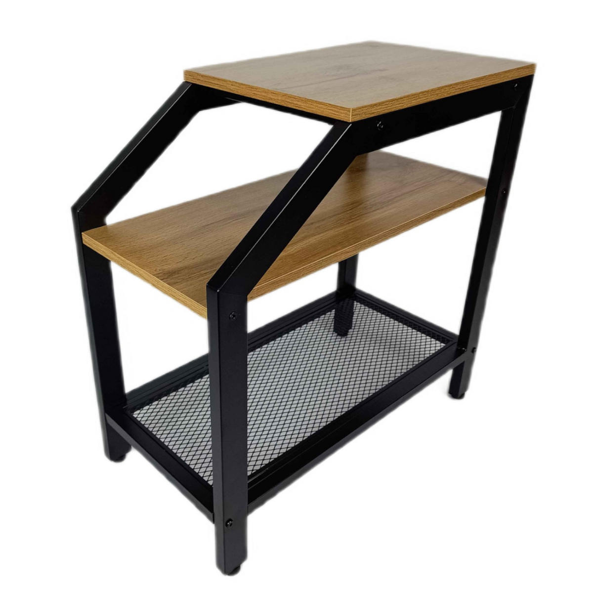 BEISTELLTISCH Metall Holzoptik Erlefarben Schwarz 3 Ablagen 59x30x60 cm - Erlefarben/Schwarz, Holzwerkstoff/Metall (30/59/60cm) - Begryf