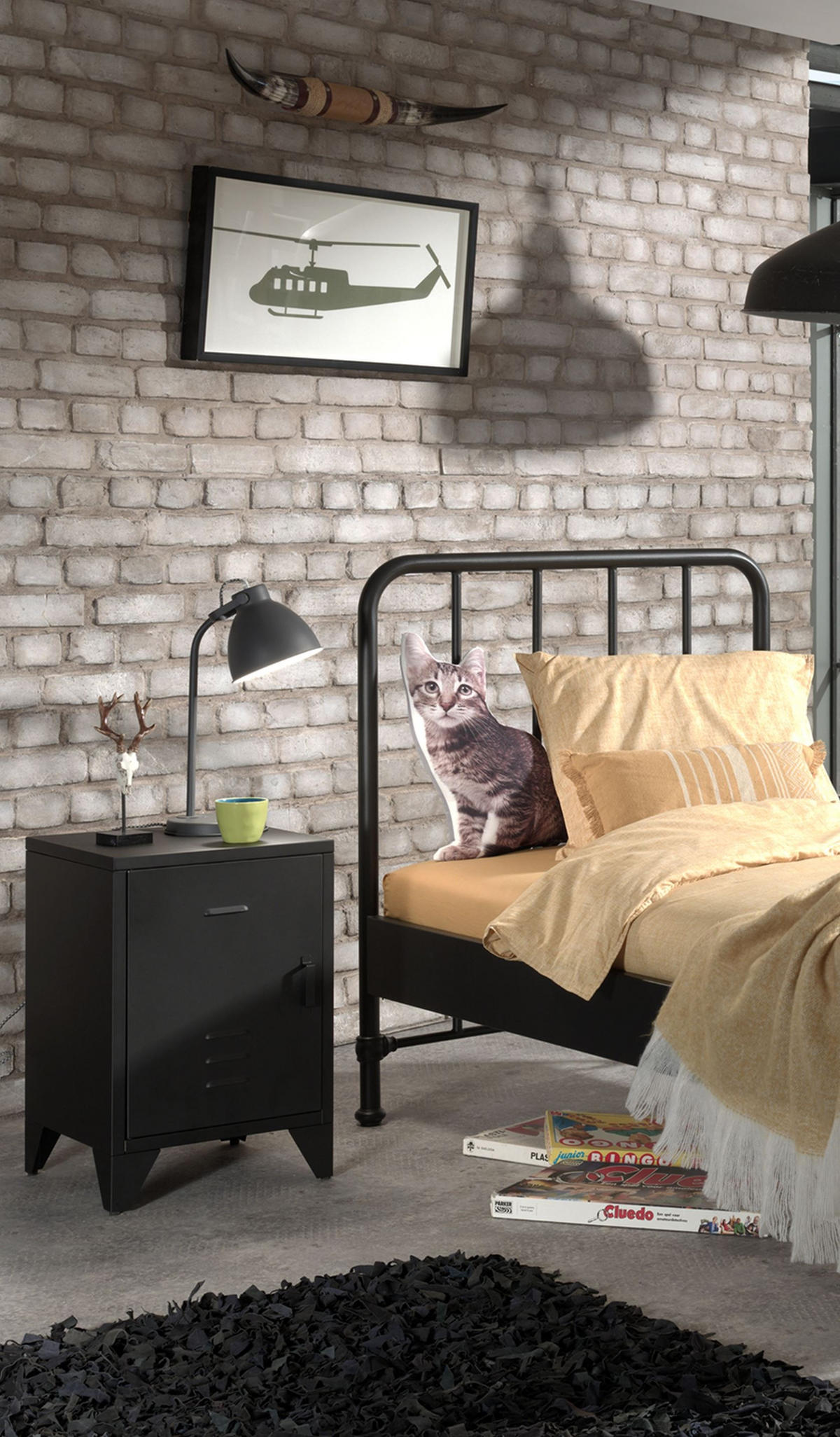 NACHTKOMMODE Kay 40x40x60 Industrial Design aus Metall Schwarz - Schwarz, Metall (40/60/40cm) - 58aufmkessel